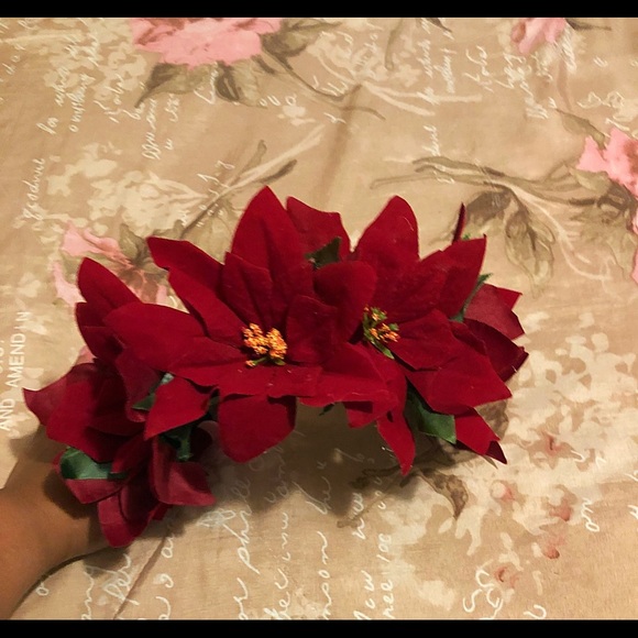 Poinsettia Flower Headband Crown - Picture 3 of 4